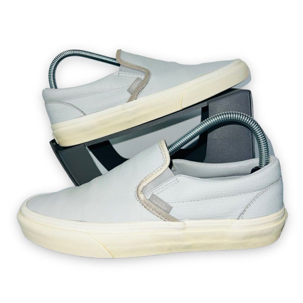 Vans Classic Slip-on Glazed Canvas Grey / Cream Skate Shoes Women's 8